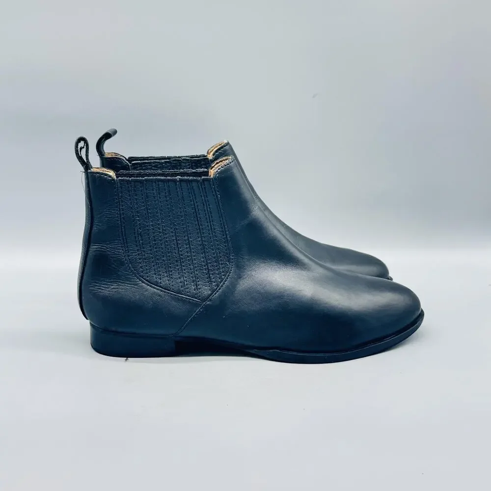 Jack Rogers Boots Womens 9 Black Pippa Leather Bootie Ankle Chelsea Round Toe